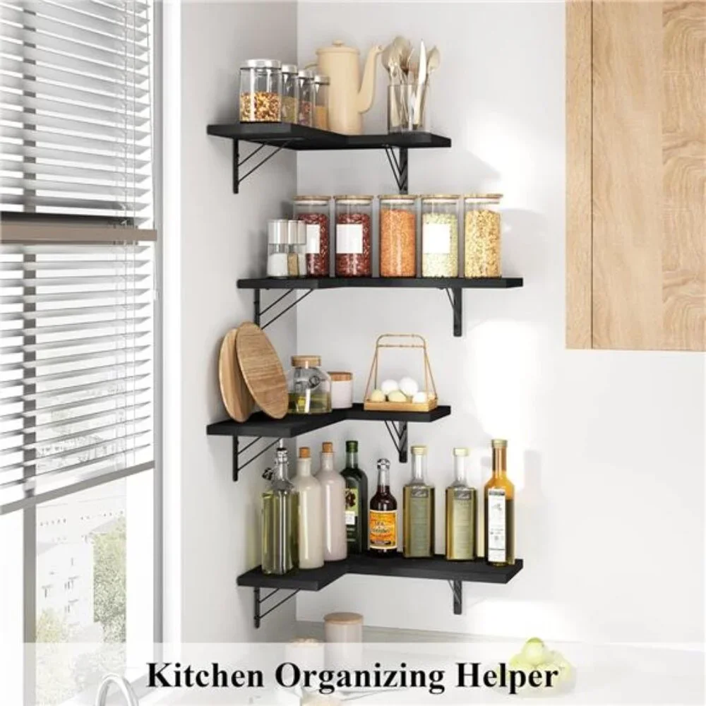 Corner Shelf Wall Mounted,Floating Wall Shelves for Storage,Rustic Wood Hanging